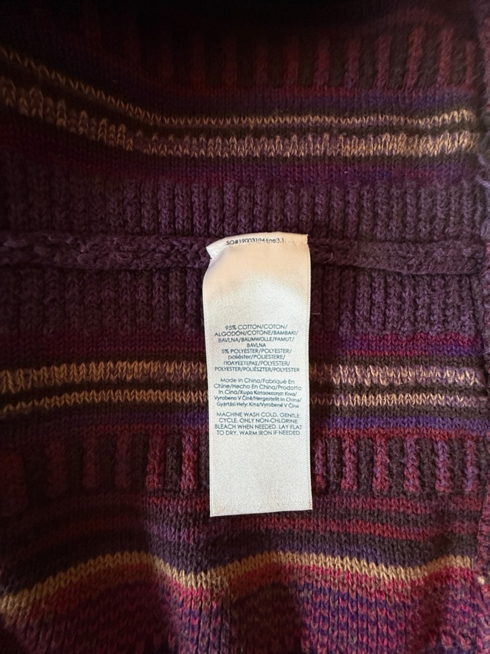 Chaps Purple Cotton Striped Pullover Hippie Sweater Size Petite Medium - Picture 4 of 6